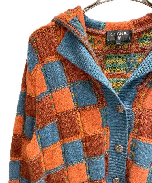 CHANEL（シャネル）CHANEL (シャネル) セーラーカラーニットカーディガン オレンジ×グリーン サイズ:38の古着・服飾アイテム
