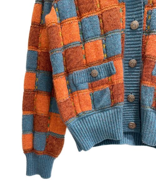 CHANEL（シャネル）CHANEL (シャネル) セーラーカラーニットカーディガン オレンジ×グリーン サイズ:38の古着・服飾アイテム