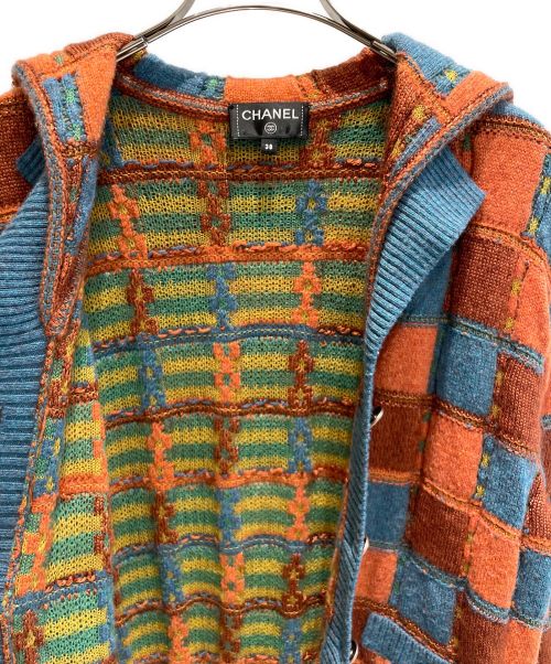 CHANEL（シャネル）CHANEL (シャネル) セーラーカラーニットカーディガン オレンジ×グリーン サイズ:38の古着・服飾アイテム