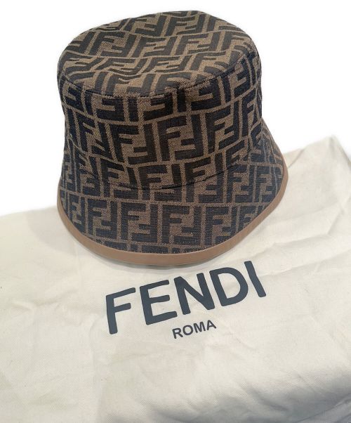 FENDI（フェンディ）FENDI (フェンディ) モノグラム バケットハット ブラウン サイズ:Lの古着・服飾アイテム