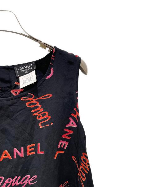 CHANEL（シャネル）CHANEL (シャネル) シルクロゴノースリーブブラウス ブラック サイズ:40の古着・服飾アイテム