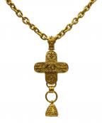 CHANELシャネル）の古着「クロスベルモチーフドットココマークロングネックレス」｜ゴールド