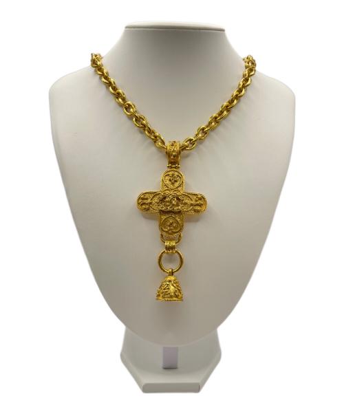 CHANEL（シャネル）CHANEL (シャネル) クロスベルモチーフドットココマークロングネックレス ゴールドの古着・服飾アイテム