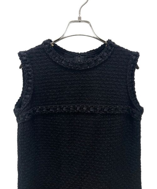 CHANEL（シャネル）CHANEL (シャネル) ツイードノースリーブワンピース ブラック サイズ:40の古着・服飾アイテム