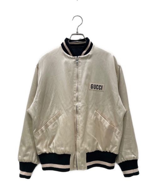 GUCCI（グッチ）GUCCI (グッチ) GGリバーシブルナイロンブルゾン ブラック×ベージュ サイズ:44の古着・服飾アイテム