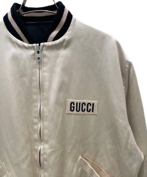 GUCCI（グッチ）GUCCI (グッチ) GGリバーシブルナイロンブルゾン ブラック×ベージュ サイズ:44の古着・服飾アイテム