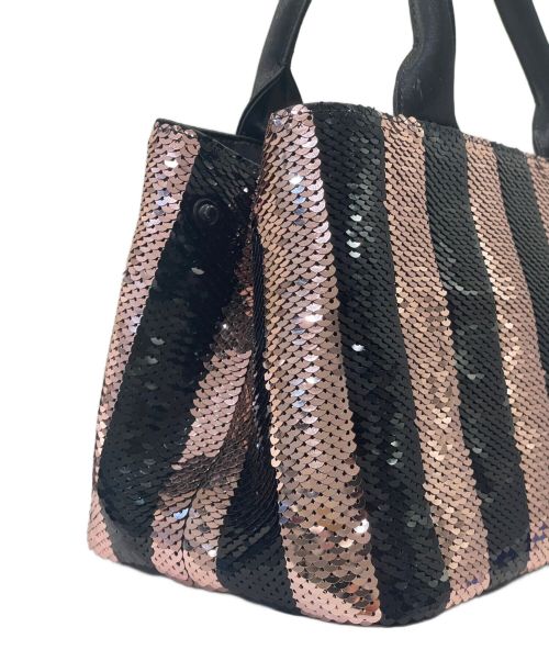 PRADA（プラダ）PRADA (プラダ) カナパミニ 〈スパンコール〉 ピンク×ブラック サイズ:-の古着・服飾アイテム