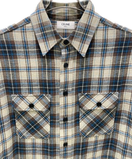 CELINE（セリーヌ）CELINE (セリーヌ) Checked Cotton Loose Shirt/チェック コットン ルーズ シャツ ベージュ サイズ:37の古着・服飾アイテム