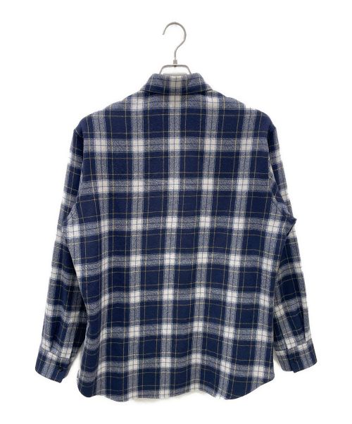 CELINE（セリーヌ）CELINE (セリーヌ) Checked Wool Loose Shirt/チェック ウール ルーズ シャツ ネイビー サイズ:37の古着・服飾アイテム