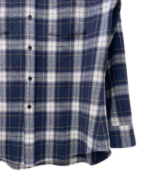 CELINE（セリーヌ）CELINE (セリーヌ) Checked Wool Loose Shirt/チェック ウール ルーズ シャツ ネイビー サイズ:37の古着・服飾アイテム