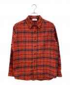 CELINEセリーヌ）の古着「Check Cotton Loose Shirt/チェック コットン ルーズ シャツ」｜オレンジ