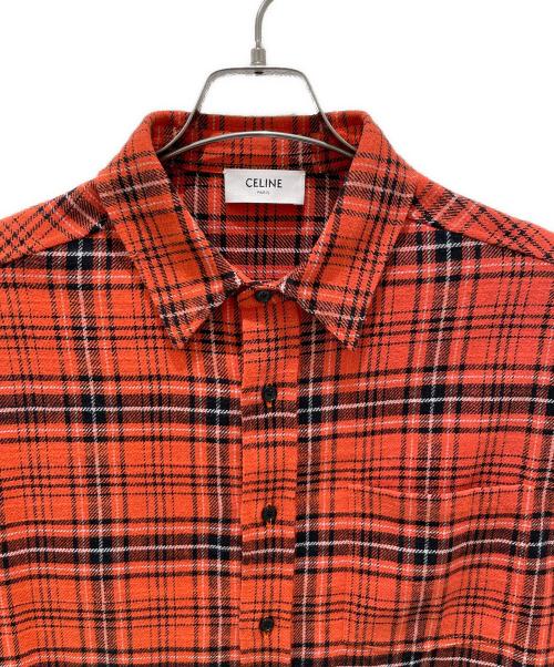 CELINE（セリーヌ）CELINE (セリーヌ) Check Cotton Loose Shirt/チェック コットン ルーズ シャツ オレンジ サイズ:37の古着・服飾アイテム