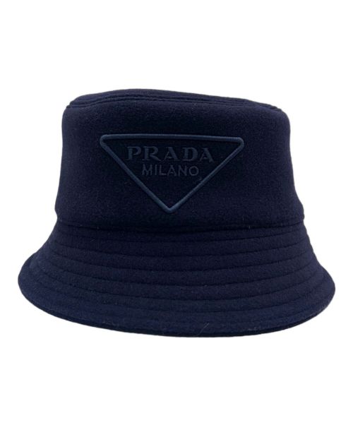 PRADA（プラダ）PRADA (プラダ) カシミヤ混 バケットハット ネイビー サイズ:Mの古着・服飾アイテム