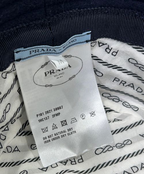 PRADA（プラダ）PRADA (プラダ) カシミヤ混 バケットハット ネイビー サイズ:Mの古着・服飾アイテム