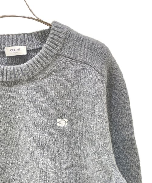 CELINE（セリーヌ）CELINE (セリーヌ) トリオンフクルーネックセーター グレー サイズ:Mの古着・服飾アイテム