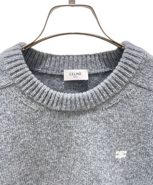CELINE（セリーヌ）CELINE (セリーヌ) トリオンフクルーネックセーター グレー サイズ:Mの古着・服飾アイテム