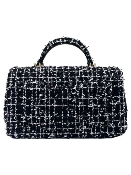 CHANEL（シャネル）CHANEL (シャネル) トップハンドル ツイード チェーンショルダーバッグ ブラック×ゴールド金具 サイズ:20の古着・服飾アイテム