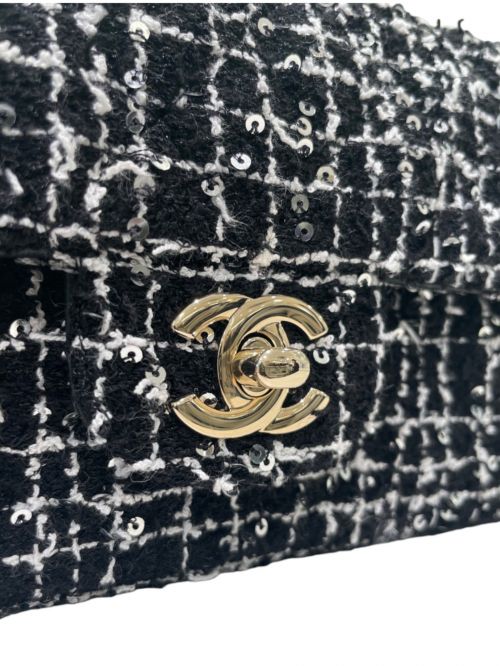 CHANEL（シャネル）CHANEL (シャネル) トップハンドル ツイード チェーンショルダーバッグ ブラック×ゴールド金具 サイズ:20の古着・服飾アイテム