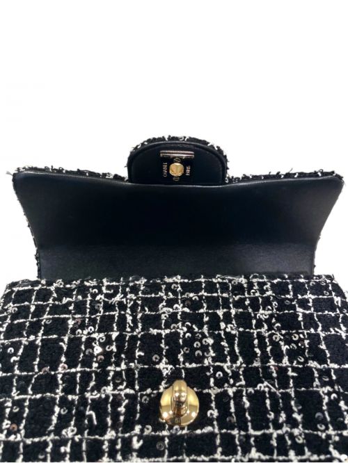 CHANEL（シャネル）CHANEL (シャネル) トップハンドル ツイード チェーンショルダーバッグ ブラック×ゴールド金具 サイズ:20の古着・服飾アイテム