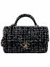 CHANEL（シャネル）の古着「トップハンドル ツイード チェーンショルダーバッグ」｜ブラック×ゴールド金具