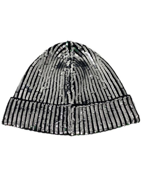 CELINE（セリーヌ）CELINE (セリーヌ) Sequin Knit Cap（スパンコールニットキャップ） シルバーの古着・服飾アイテム
