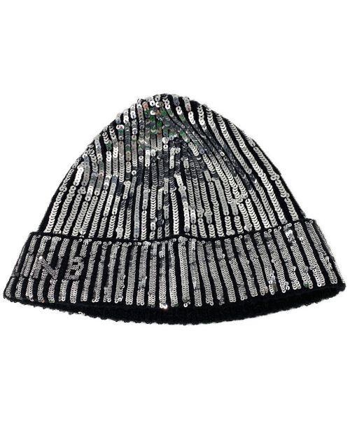 CELINE（セリーヌ）CELINE (セリーヌ) Sequin Knit Cap（スパンコールニットキャップ） シルバーの古着・服飾アイテム