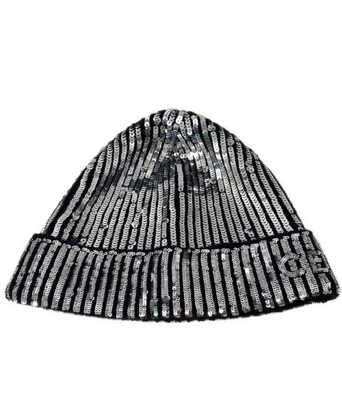 CELINE（セリーヌ）CELINE (セリーヌ) Sequin Knit Cap（スパンコールニットキャップ） シルバーの古着・服飾アイテム
