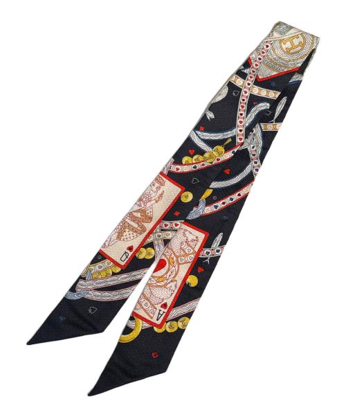 HERMES（エルメス）HERMES (エルメス) ツィリー Pique Dame de Coeur ダム・ド・クール ハートのクイーン ブラック×レッドの古着・服飾アイテム