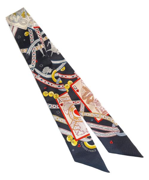 HERMES（エルメス）HERMES (エルメス) ツィリー Pique Dame de Coeur ダム・ド・クール ハートのクイーン ブラック×レッドの古着・服飾アイテム