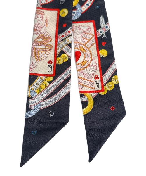 HERMES（エルメス）HERMES (エルメス) ツィリー Pique Dame de Coeur ダム・ド・クール ハートのクイーン ブラック×レッドの古着・服飾アイテム