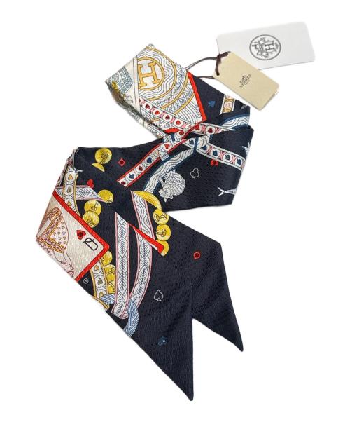 HERMES（エルメス）HERMES (エルメス) ツィリー Pique Dame de Coeur ダム・ド・クール ハートのクイーン ブラック×レッドの古着・服飾アイテム