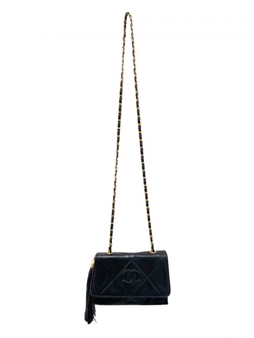 CHANEL（シャネル）CHANEL (シャネル) マトラッセ19/シングルフラップチェーンショルダーバッグ ブラック×ゴールド サイズ:19の古着・服飾アイテム
