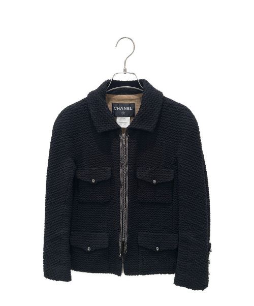 CHANEL（シャネル）CHANEL (シャネル) チェーントリムツイードジャケット ブラック サイズ:34の古着・服飾アイテム