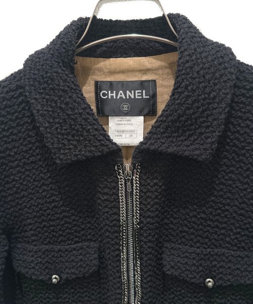 CHANEL（シャネル）CHANEL (シャネル) チェーントリムツイードジャケット ブラック サイズ:34の古着・服飾アイテム