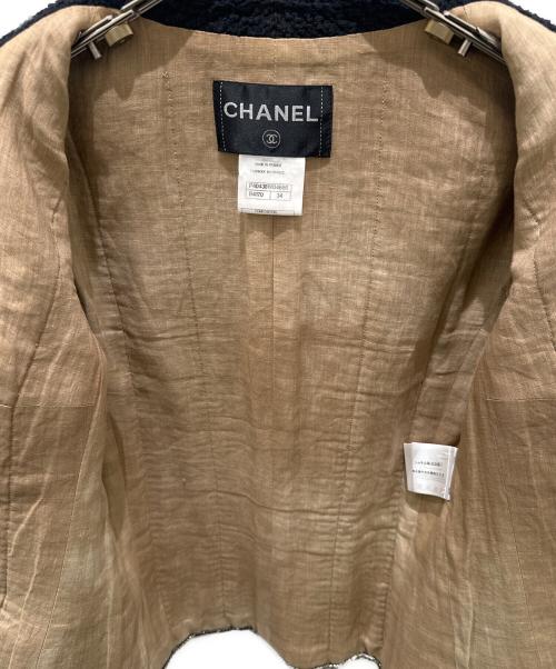 CHANEL（シャネル）CHANEL (シャネル) チェーントリムツイードジャケット ブラック サイズ:34の古着・服飾アイテム