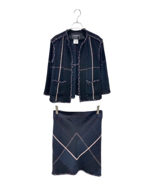 CHANEL（シャネル）CHANEL (シャネル) ツイードセットアップ ブラック×ピンク サイズ:36の古着・服飾アイテム