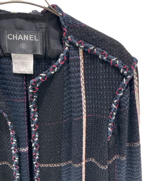 CHANEL（シャネル）CHANEL (シャネル) ツイードセットアップ ブラック×ピンク サイズ:36の古着・服飾アイテム