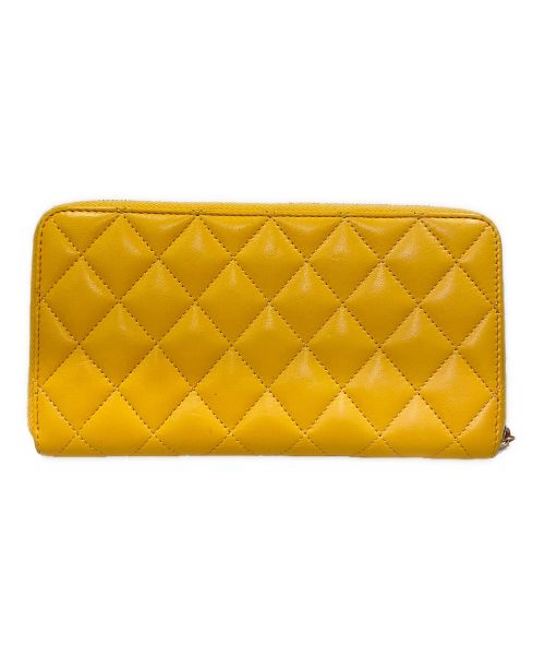 CHANEL（シャネル）CHANEL (シャネル) ココマークラウンドファスナーウォレット イエローの古着・服飾アイテム