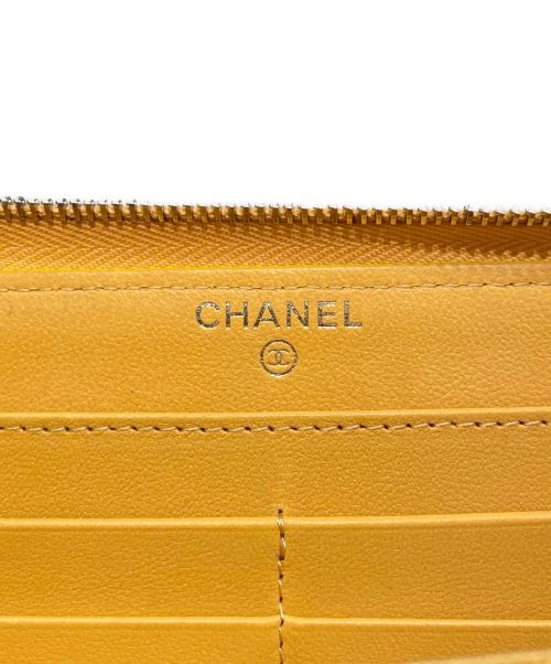 CHANEL（シャネル）CHANEL (シャネル) ココマークラウンドファスナーウォレット イエローの古着・服飾アイテム