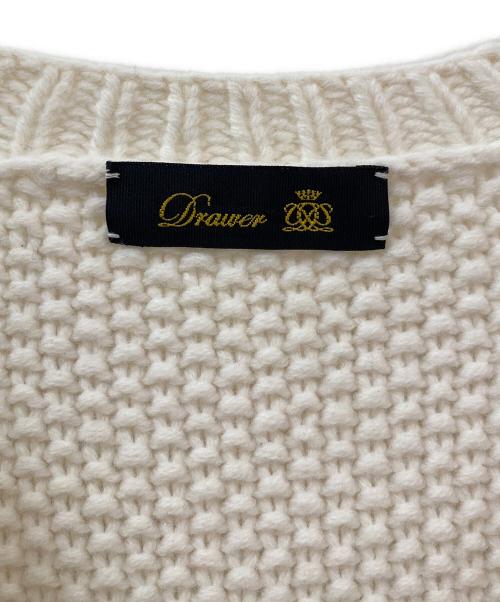 DRAWER（ドゥロワー）DRAWER (ドゥロワー) ウールカシミヤアラン編みフリンジUネックニット アイボリー サイズ:Freeの古着・服飾アイテム