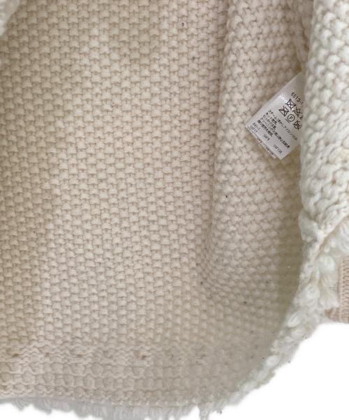 DRAWER（ドゥロワー）DRAWER (ドゥロワー) ウールカシミヤアラン編みフリンジUネックニット アイボリー サイズ:Freeの古着・服飾アイテム