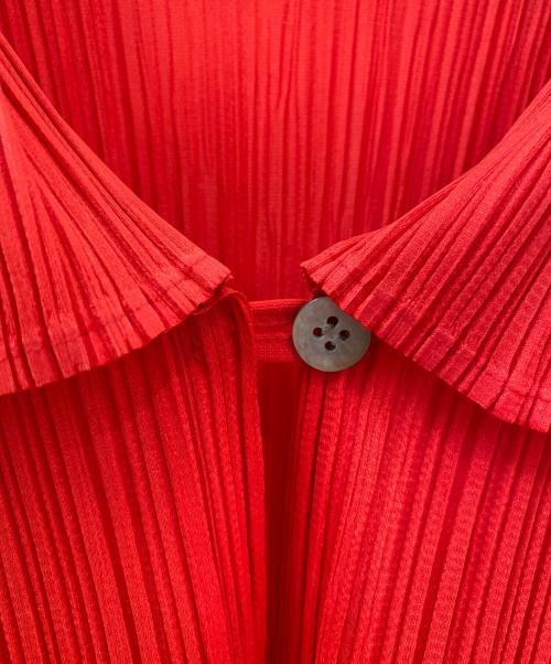 PLEATS PLEASE（プリーツプリーズ）PLEATS PLEASE (プリーツプリーズ) プリーツステンカラーカットソー レッド サイズ:３の古着・服飾アイテム