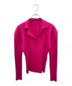 PLEATS PLEASEプリーツプリーズ）の古着「プリーツオープンカラーシャツ」｜ショッキングピンク