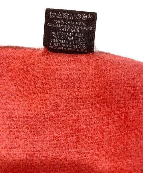 HERMES（エルメス）HERMES (エルメス) カシミヤエンボスロゴマフラー ピンク×ブラウンの古着・服飾アイテム
