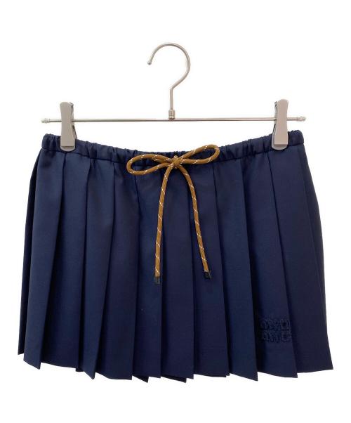 MIU MIU（ミュウミュウ）MIU MIU (ミュウミュウ) プリーツ バタヴィア スカート ネイビー サイズ:36の古着・服飾アイテム