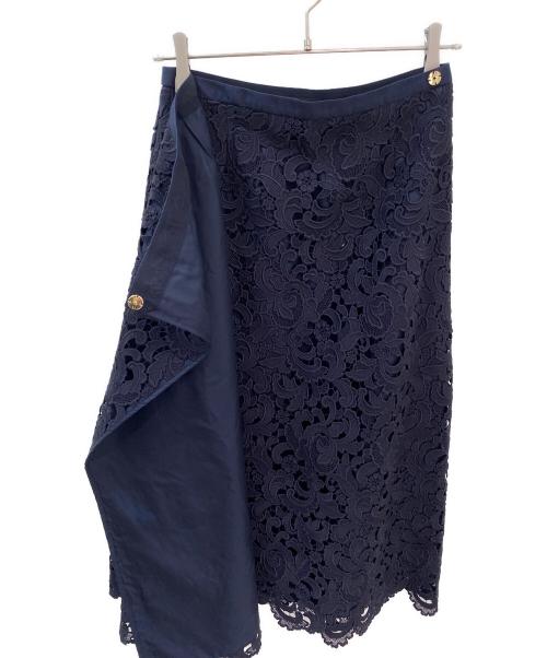 DRAWER（ドゥロワー）DRAWER (ドゥロワー) レースラップスカート ネイビー サイズ:36の古着・服飾アイテム