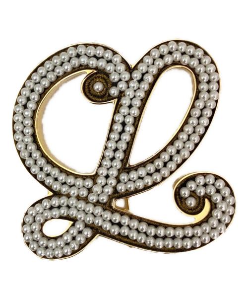 LOEWE（ロエベ）LOEWE (ロエベ) 「L」フェイクパールブローチ ゴールドの古着・服飾アイテム