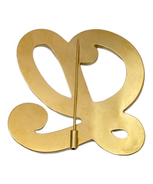 LOEWE（ロエベ）LOEWE (ロエベ) 「L」フェイクパールブローチ ゴールドの古着・服飾アイテム