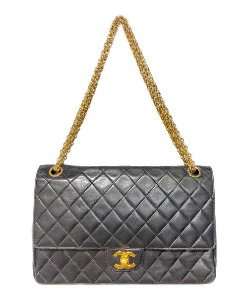 CHANEL（シャネル）CHANEL (シャネル) マトラッセ フラップショルダーバッグ ブラック×ゴールド金具の古着・服飾アイテム