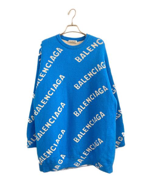 BALENCIAGA（バレンシアガ）BALENCIAGA (バレンシアガ) 20SS Allover Logo Crewneck ブルー サイズ:XSの古着・服飾アイテム